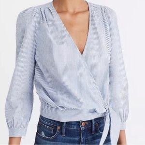 Madewell wrap pinstripe top